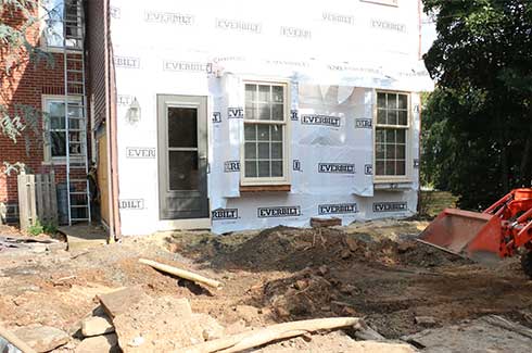 Residential addition during construction outdoors